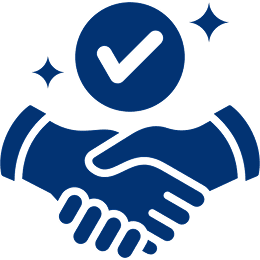 Handshake with checkmark symbol