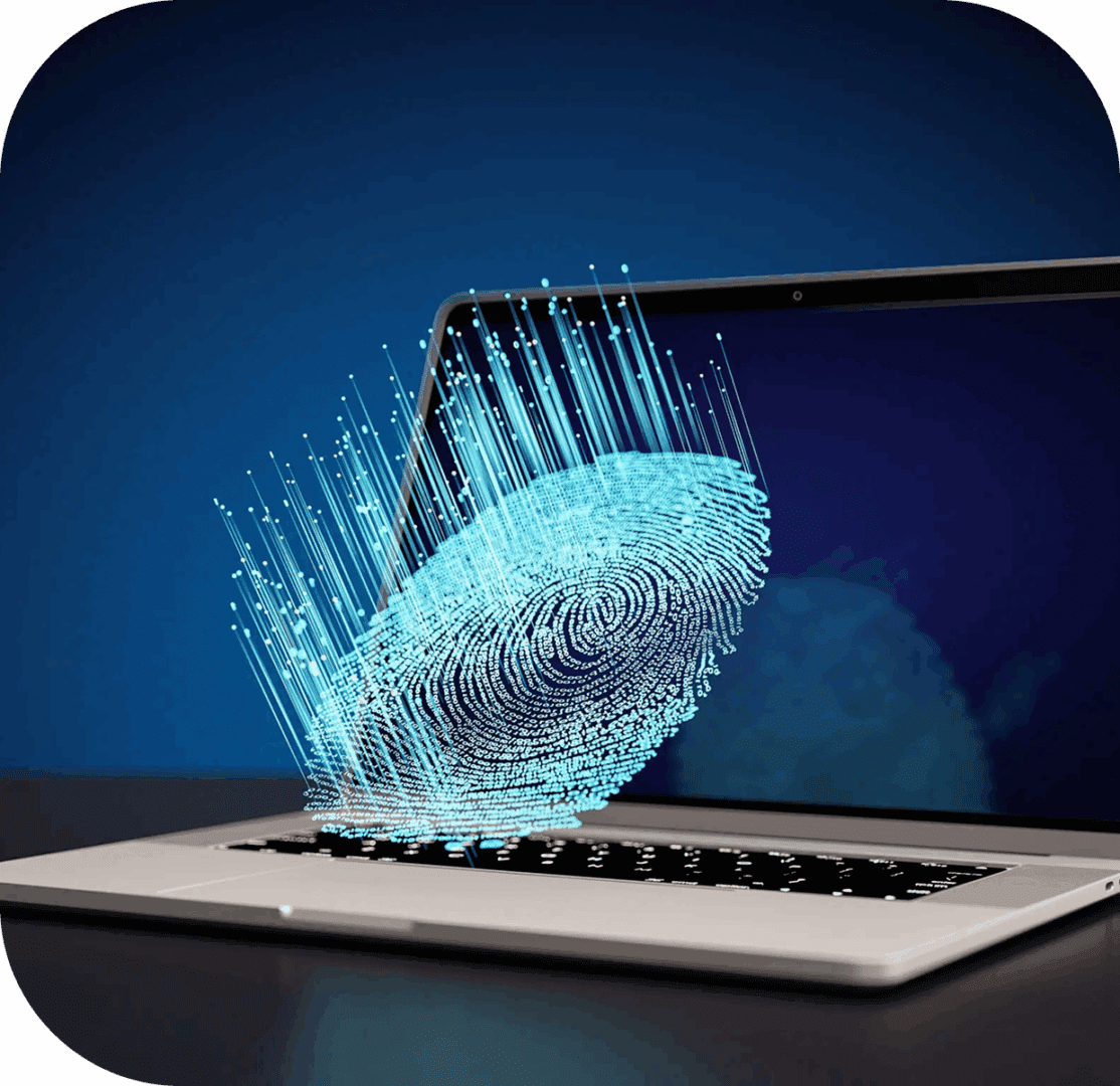 Cybersecurity visualization with virtual fingerprint display